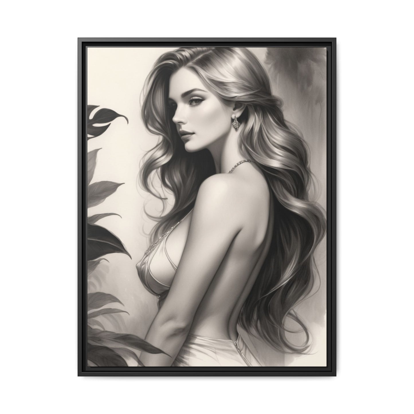 Elegant Matte Framed Art Print - Stylish Woman Portrait