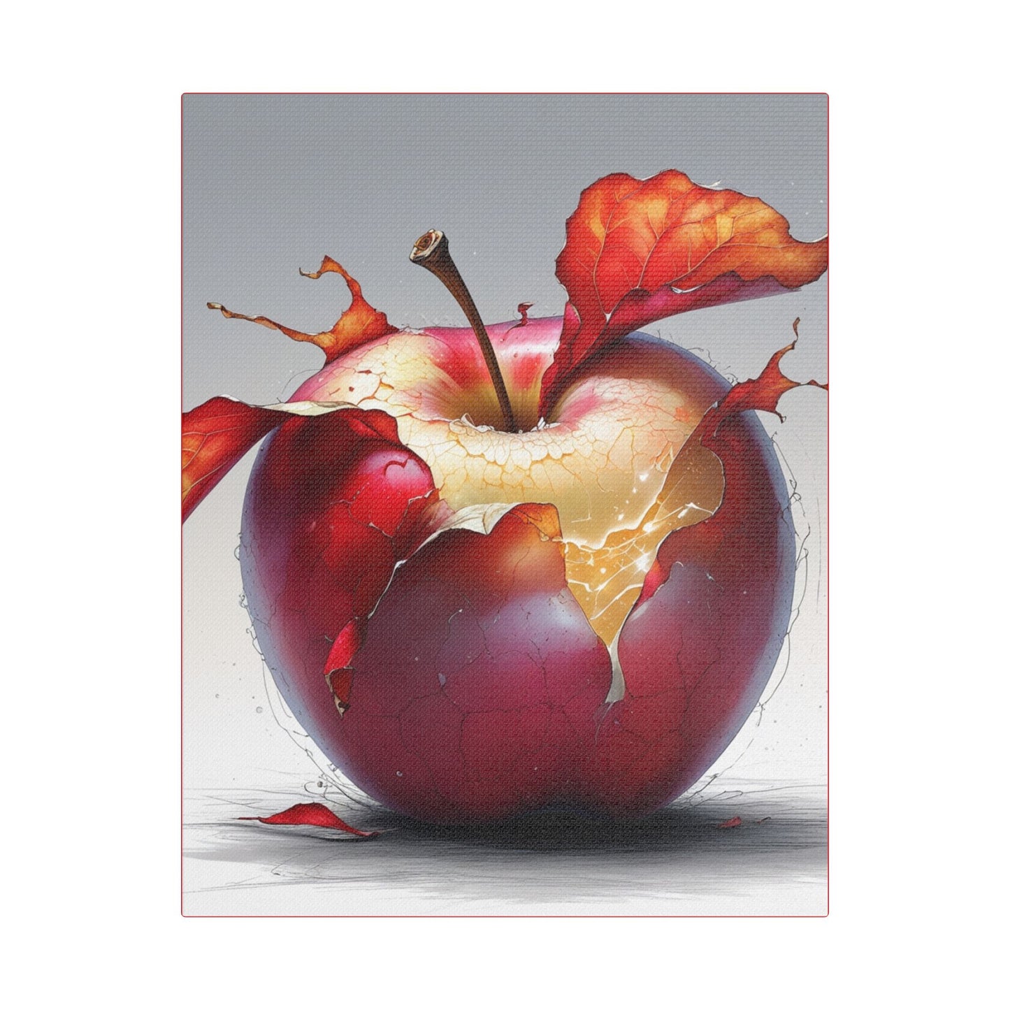 Cracked Red Apple Canvas Art – Vibrant Wall Decor for Modern Homes