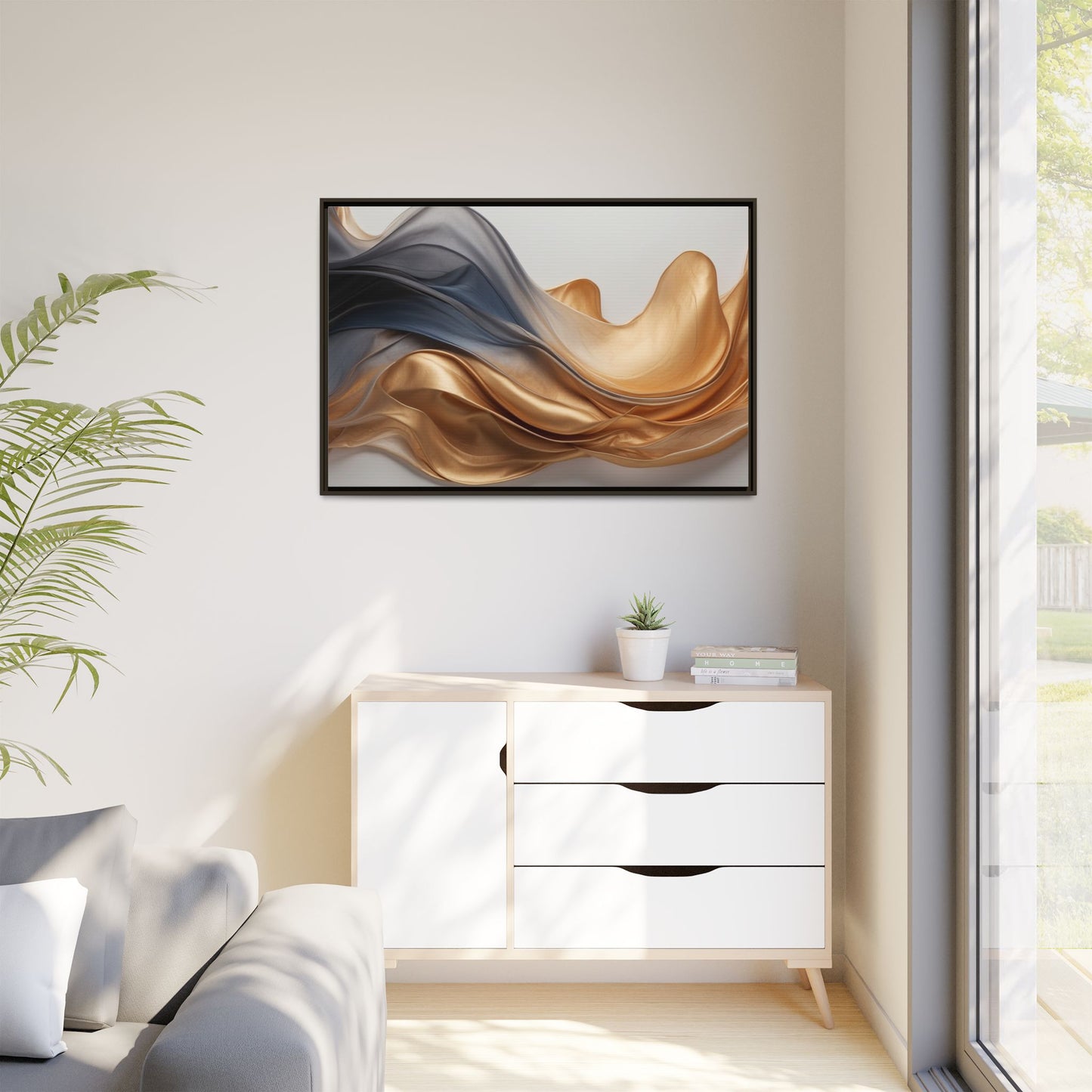 Abstract Matte Canvas Art Print - Framed Multi-color Wall Decor