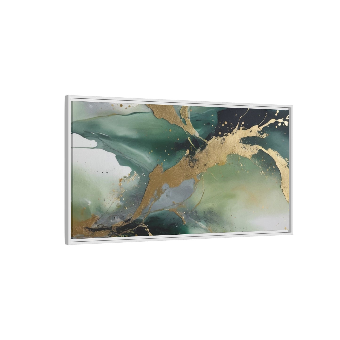 Elegant Abstract Framed Canvas Wall Art - Multi-Color Gold Accents