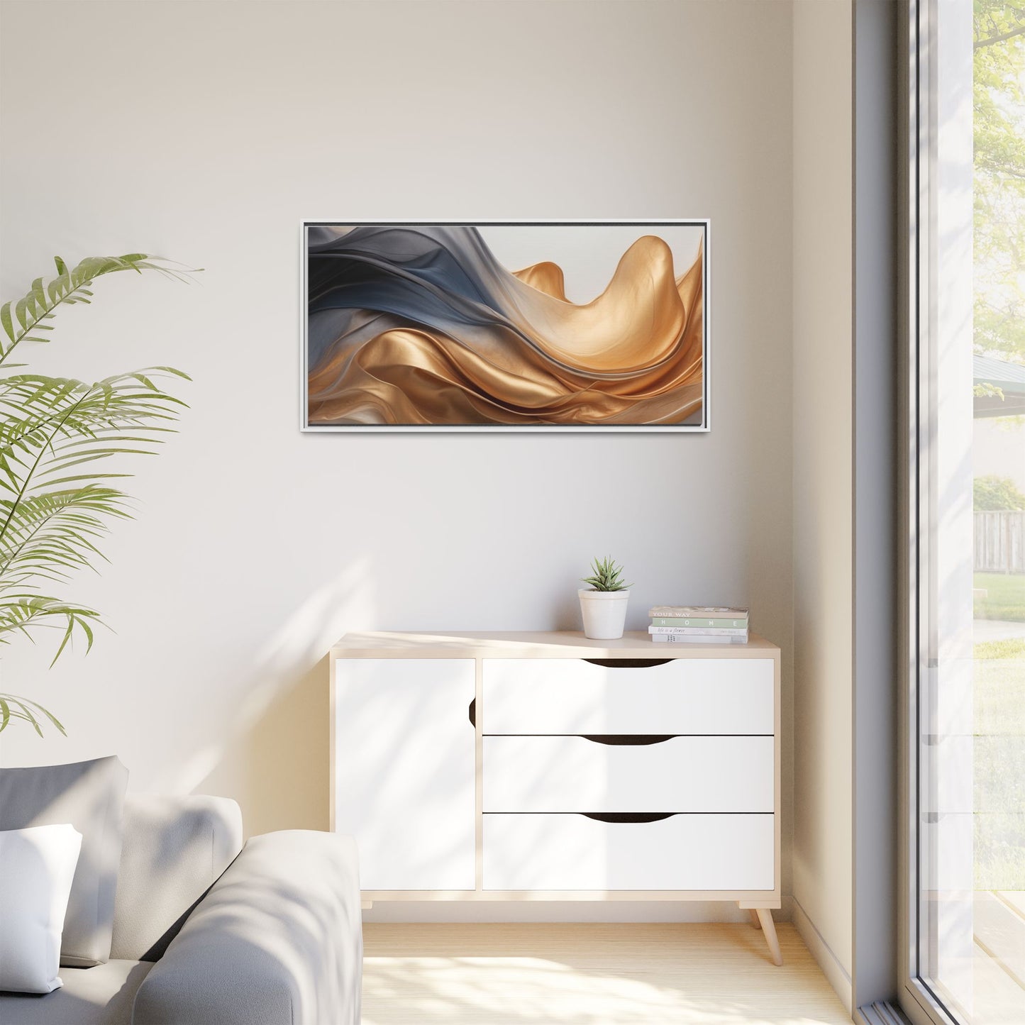 Abstract Matte Canvas Art Print - Framed Multi-color Wall Decor