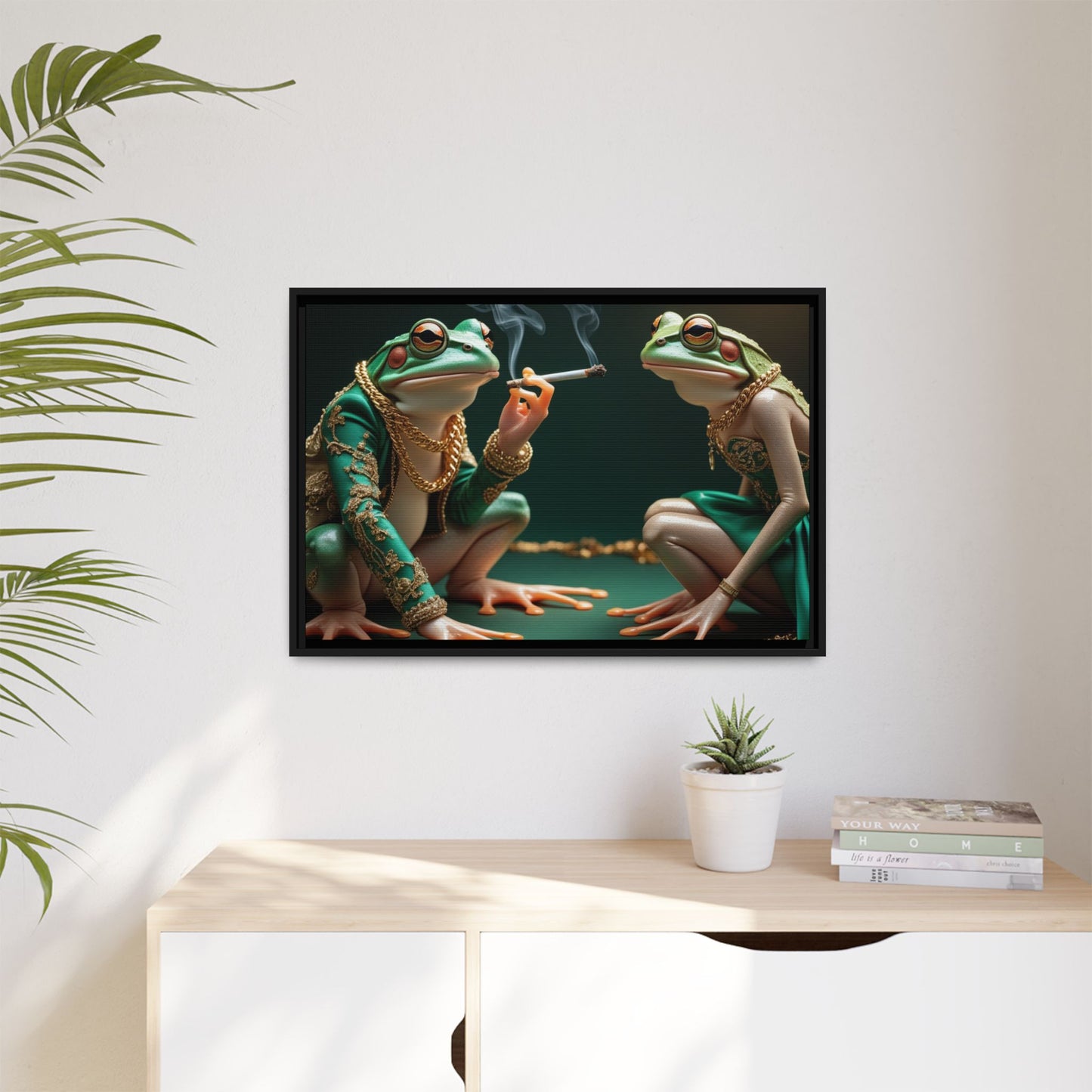 Whimsical Frog Art Print - Framed Canvas for Unique Home Decor