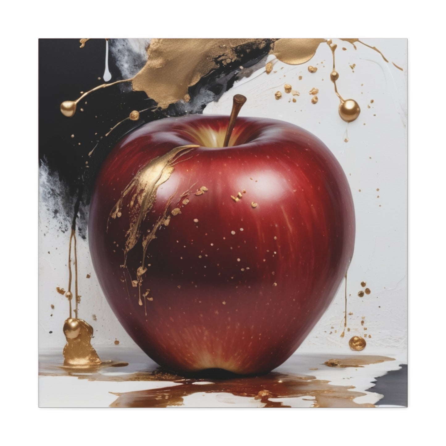 Gold Splashed Red Apple Canvas Art - 1.25" Stretched Wall Decor