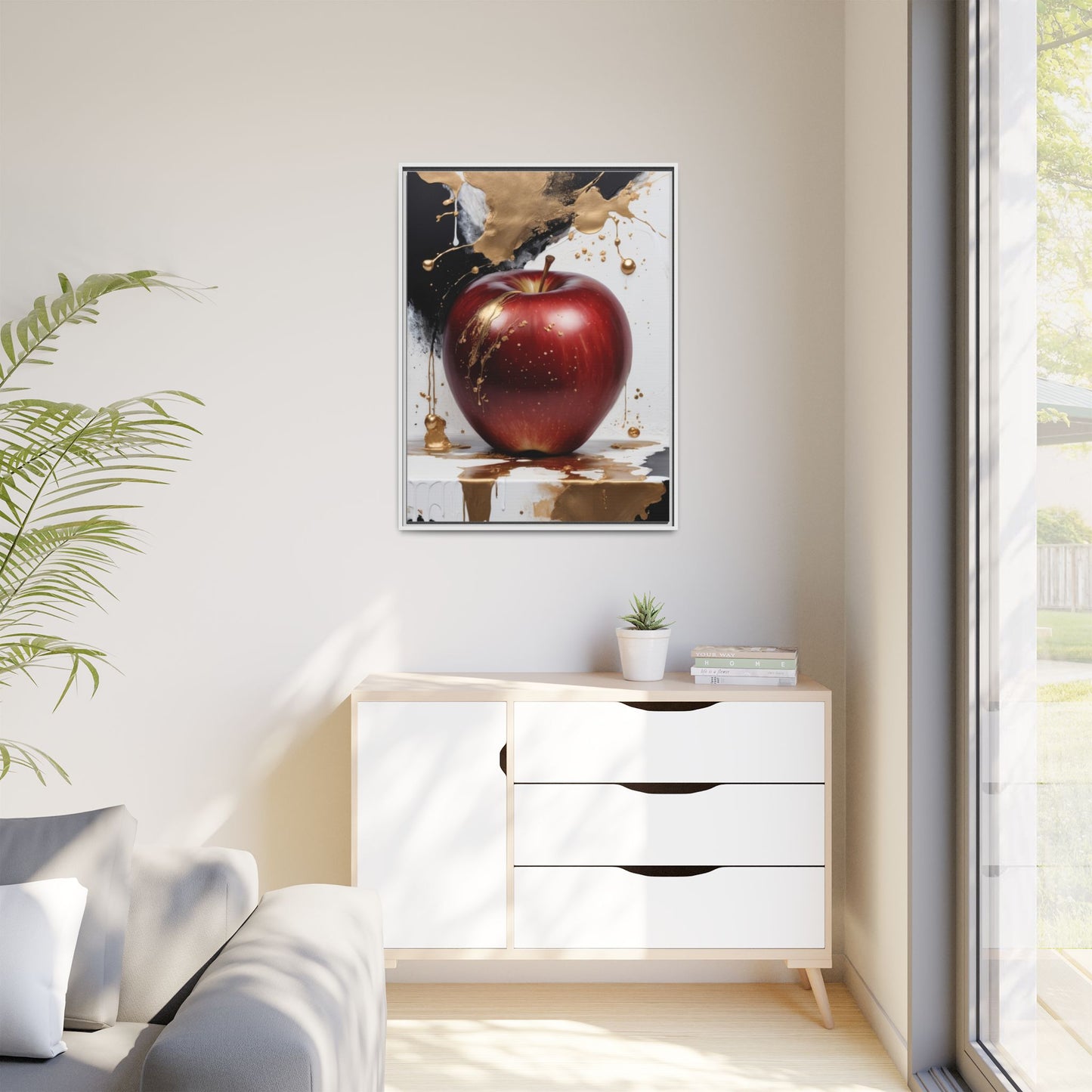Elegant Apple Art Print - Multi-color Framed Canvas