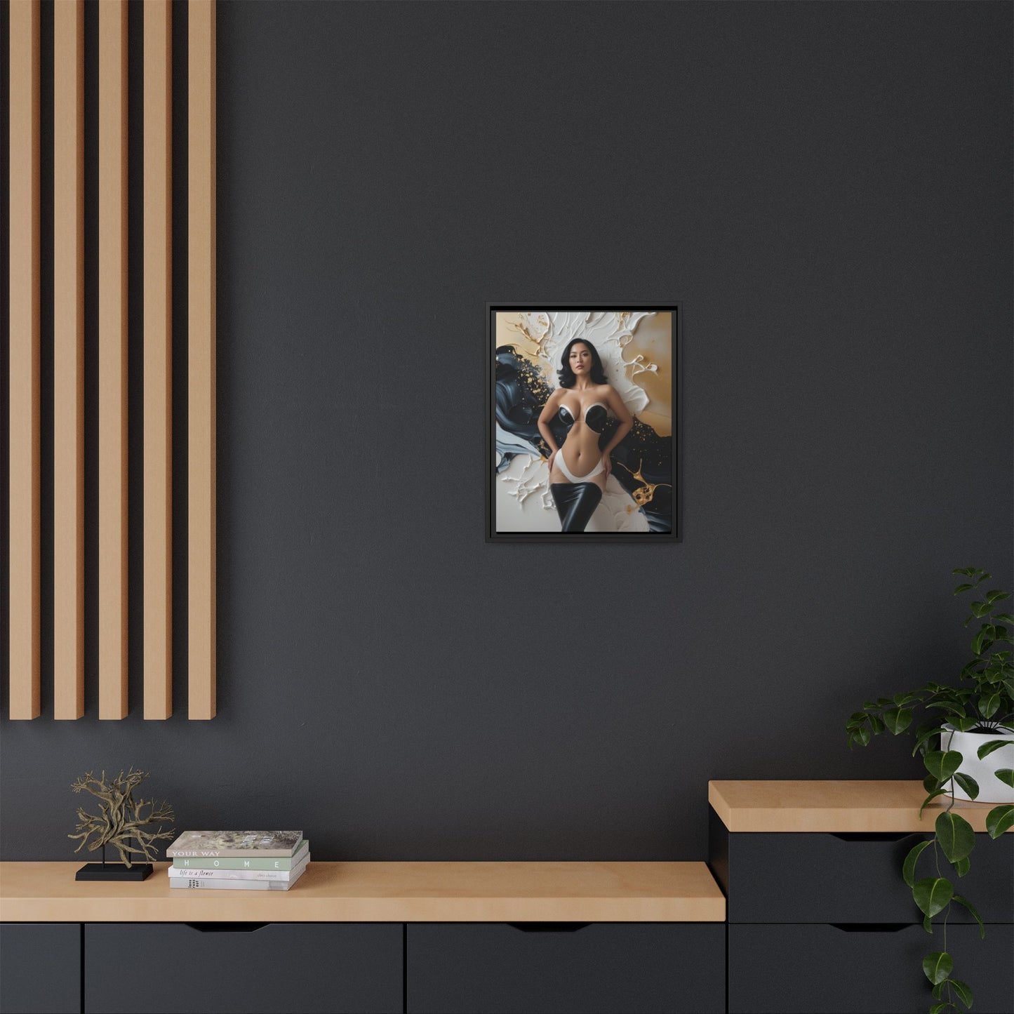 Elegant Framed Canvas Art - Multi-Color Abstract Beauty