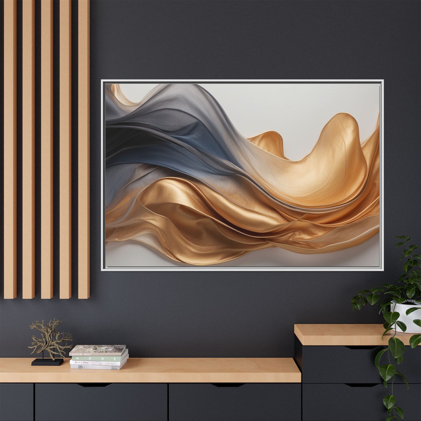 Abstract Matte Canvas Art Print - Framed Multi-color Wall Decor