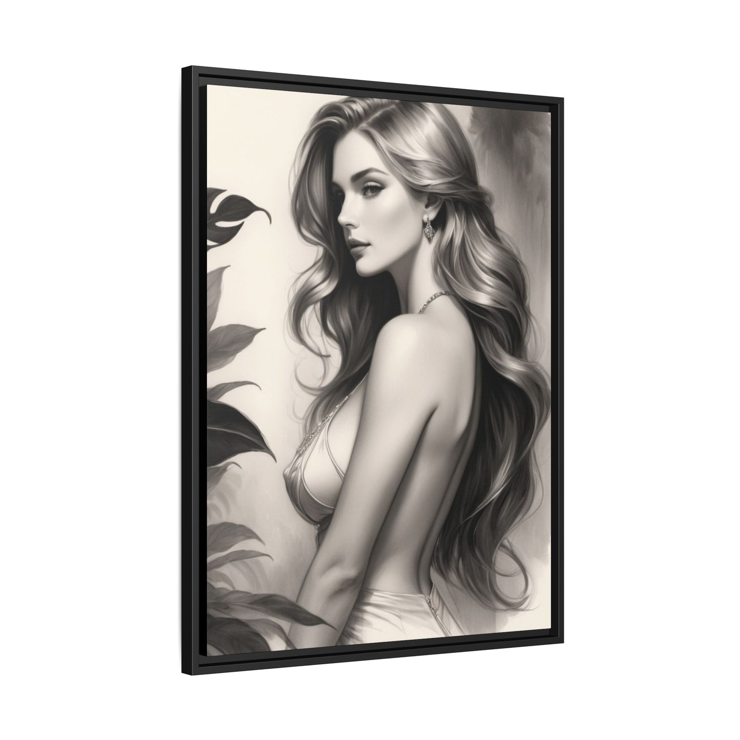 Elegant Matte Framed Art Print - Stylish Woman Portrait