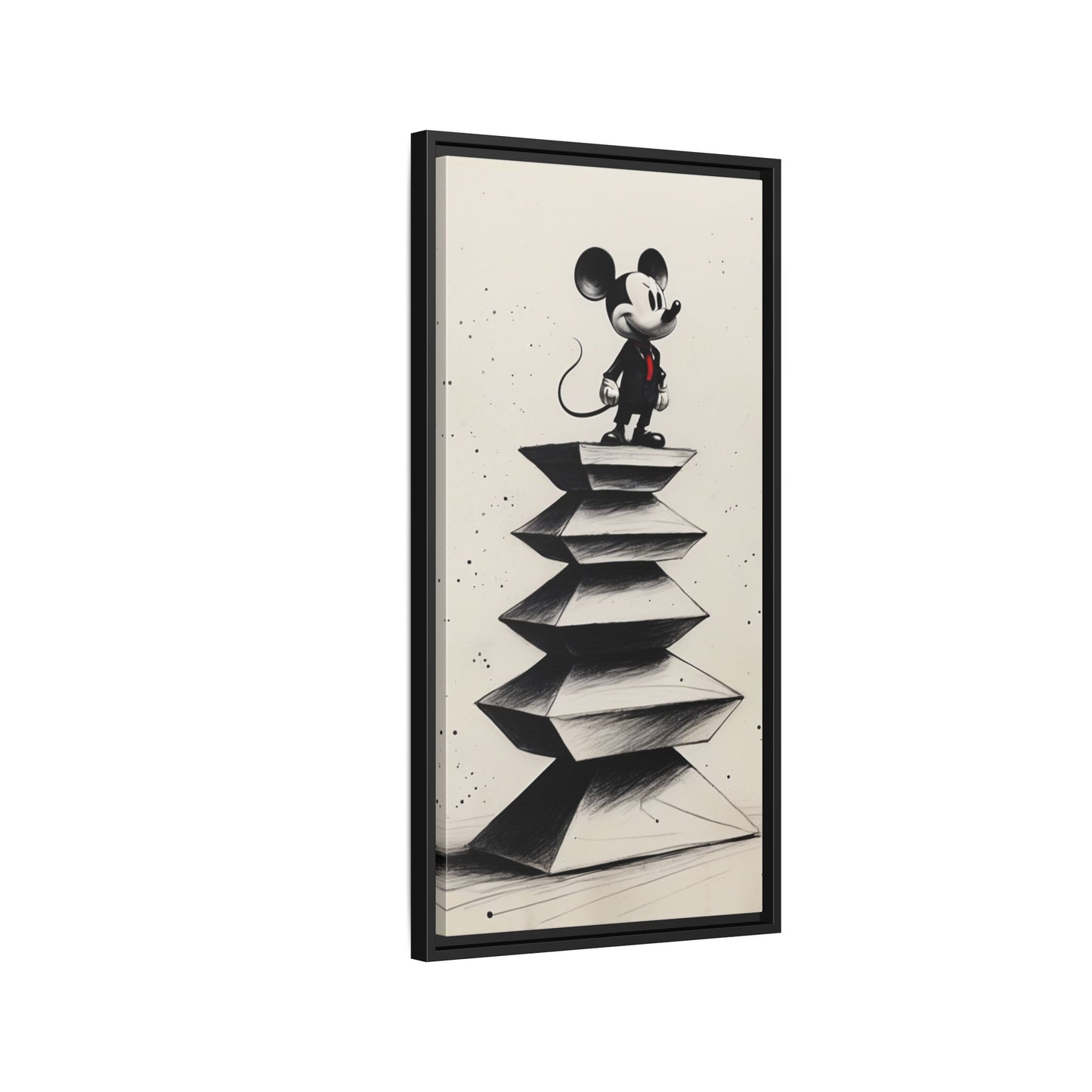 Framed Matte Canvas Art - Playful Retro Mickey Mouse Design