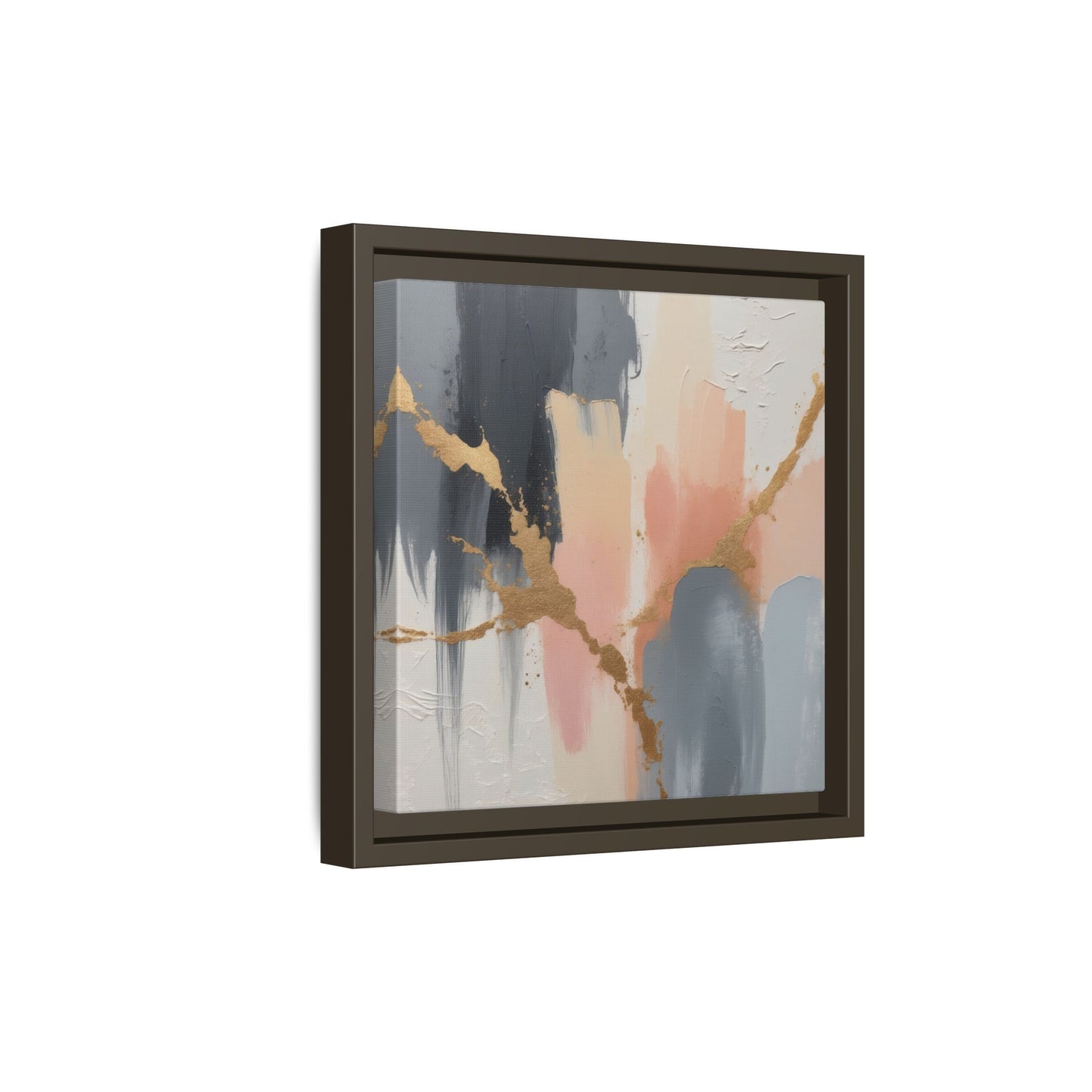Elegant Abstract Framed Canvas Art with Gold Accents