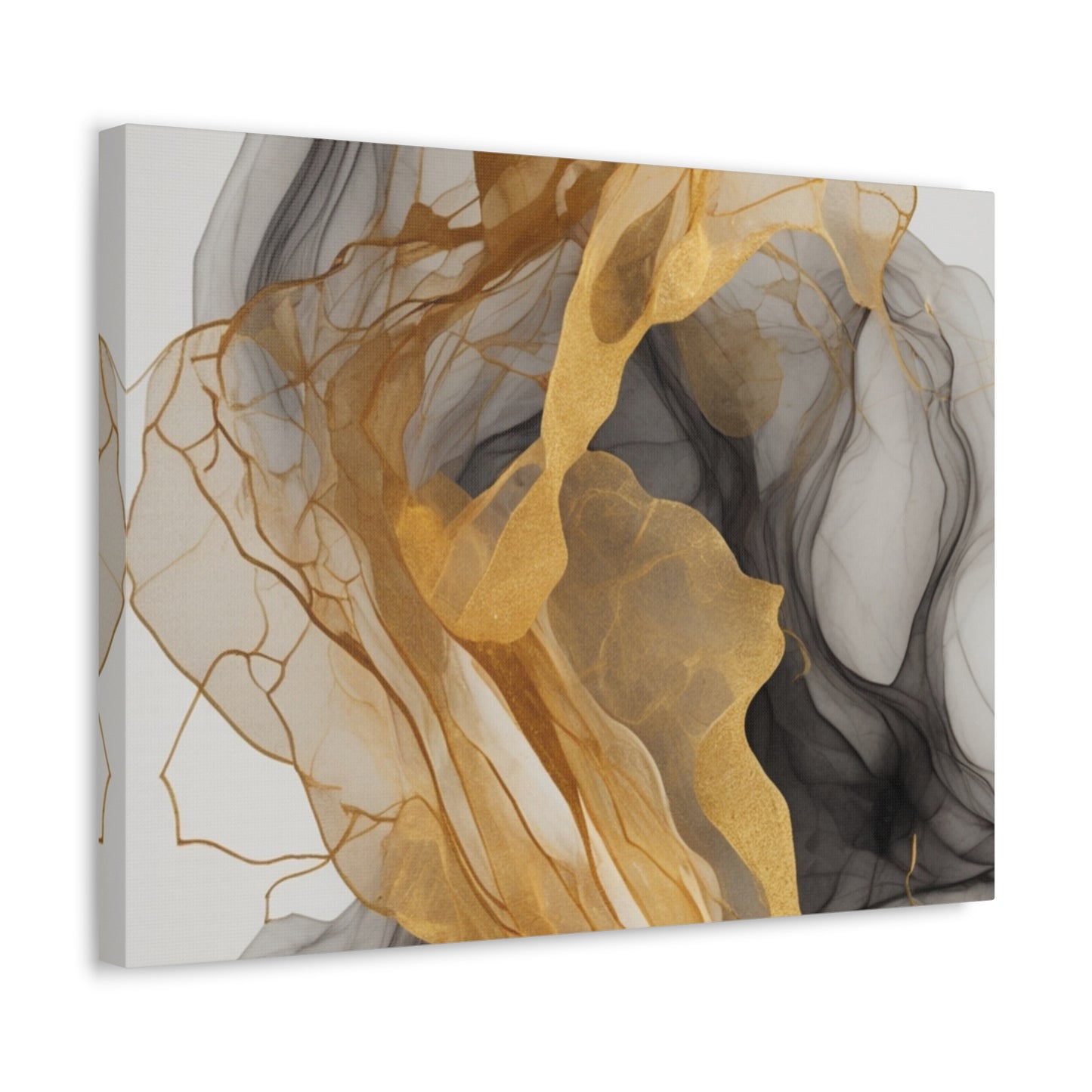 Elegant Abstract Canvas Art - Gold and Black Wall Decor