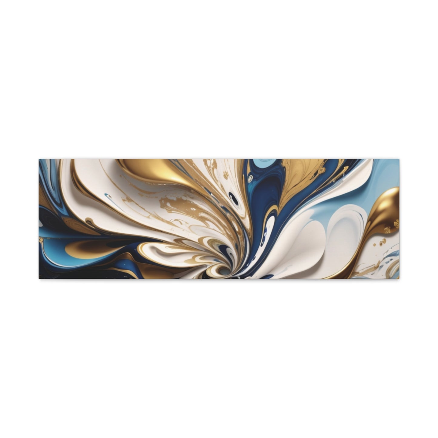 Golden Currents: Fluid Symphony in Blue and White"