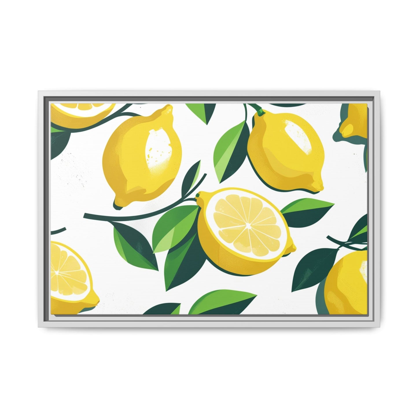 Lemon-Themed Framed Canvas Wall Art - Bright and Fresh Decor