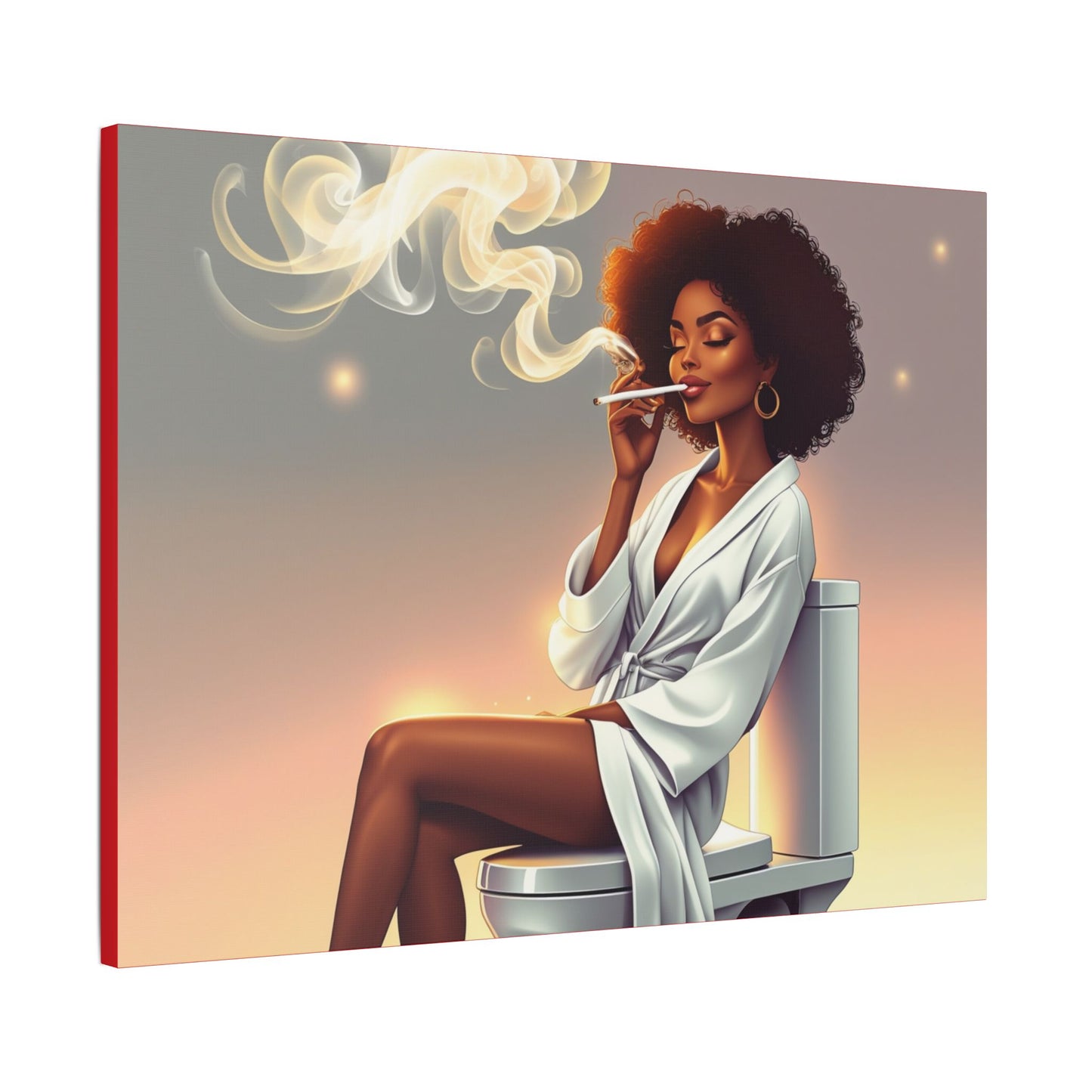 Contemporary Satin Canvas Wall Art - Stylish Leisure Scene with Female Figure