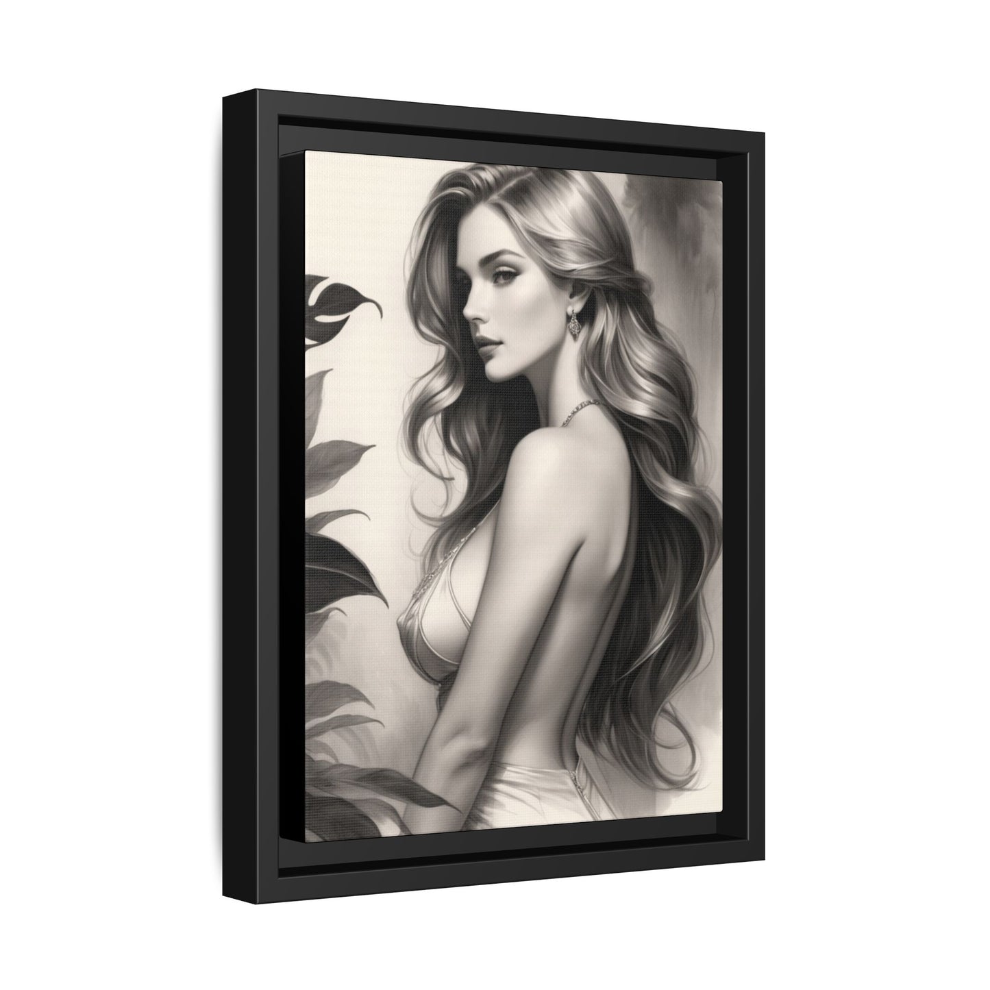 Elegant Matte Framed Art Print - Stylish Woman Portrait