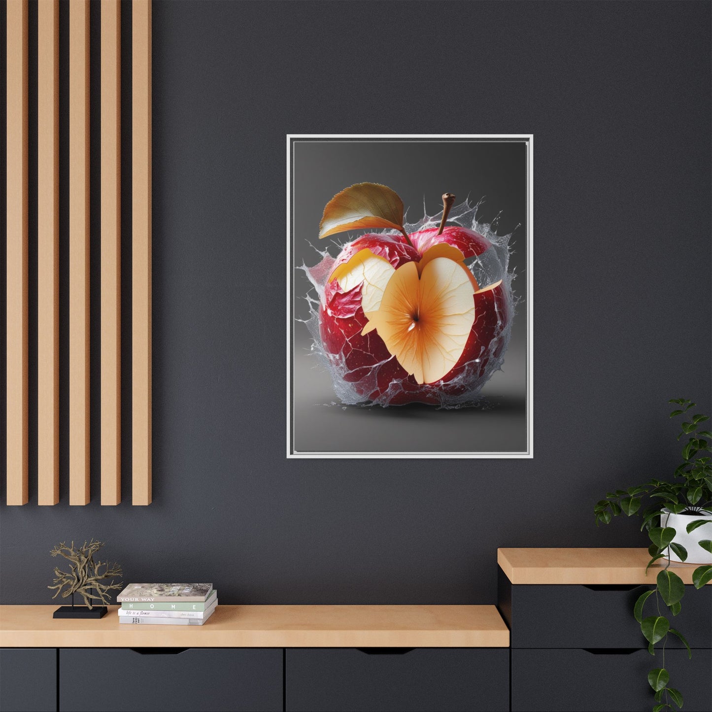 Framed Matte Canvas - Cracked Apple Art - Unique Home Decor
