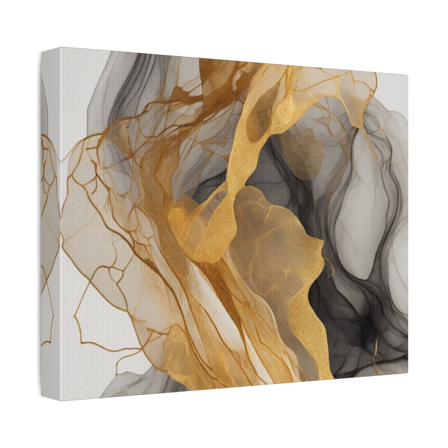 Elegant Abstract Canvas Art - Gold and Black Wall Decor