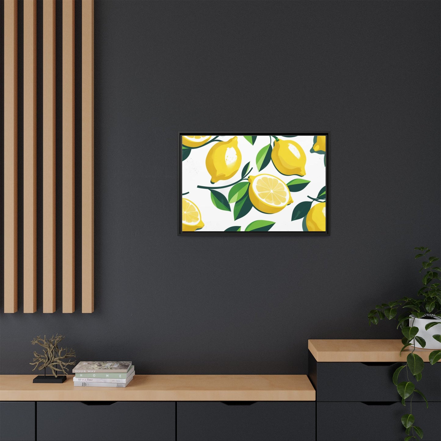 Lemon-Themed Framed Canvas Wall Art - Bright and Fresh Decor
