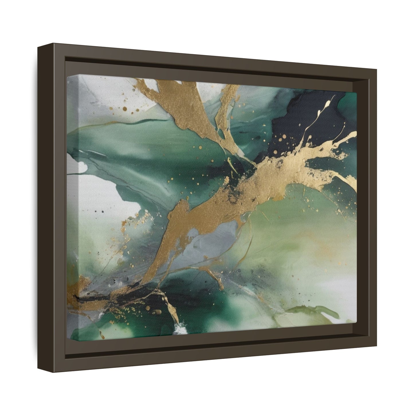 Elegant Abstract Framed Canvas Wall Art - Multi-Color Gold Accents