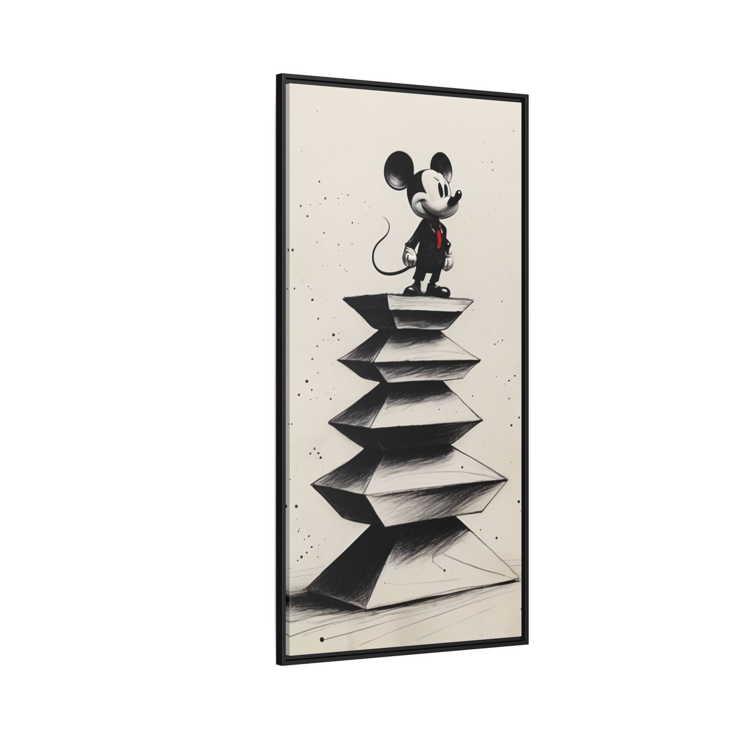 Framed Matte Canvas Art - Playful Retro Mickey Mouse Design
