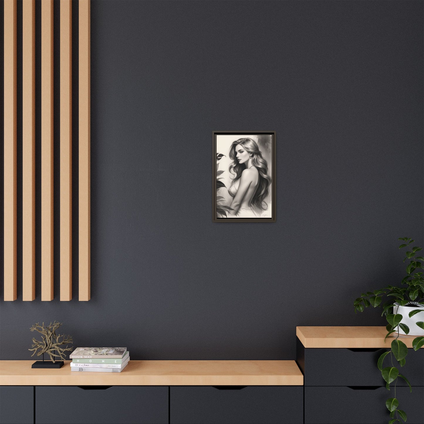 Elegant Matte Framed Art Print - Stylish Woman Portrait