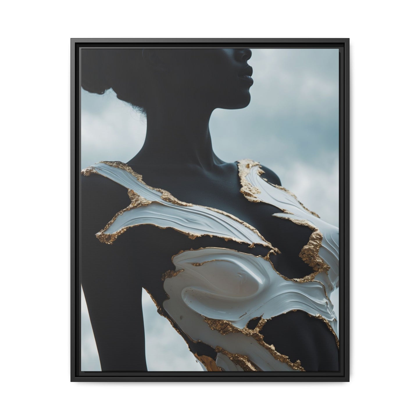 Elegant Framed Canvas Art - Multi-Color Abstract Sculpture Design