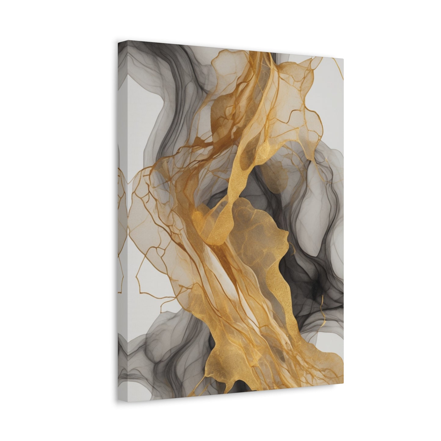 Elegant Abstract Canvas Art - Gold and Black Wall Decor