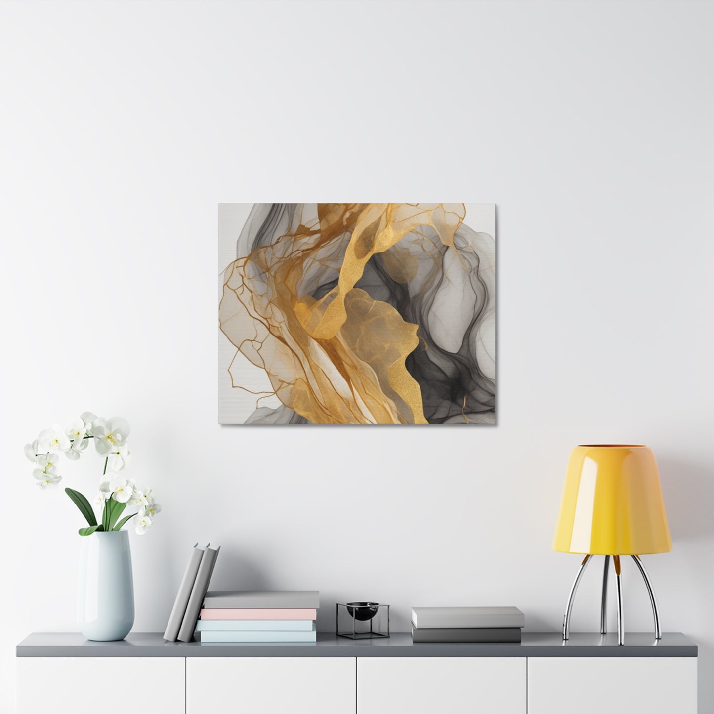 Elegant Abstract Canvas Art - Gold and Black Wall Decor
