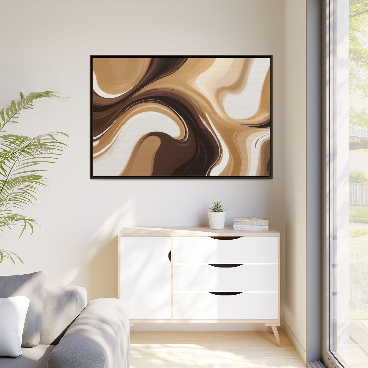 Abstract Wave Framed Canvas Art - Multi-Color Home Decor