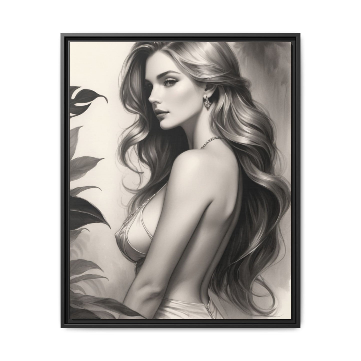 Elegant Matte Framed Art Print - Stylish Woman Portrait