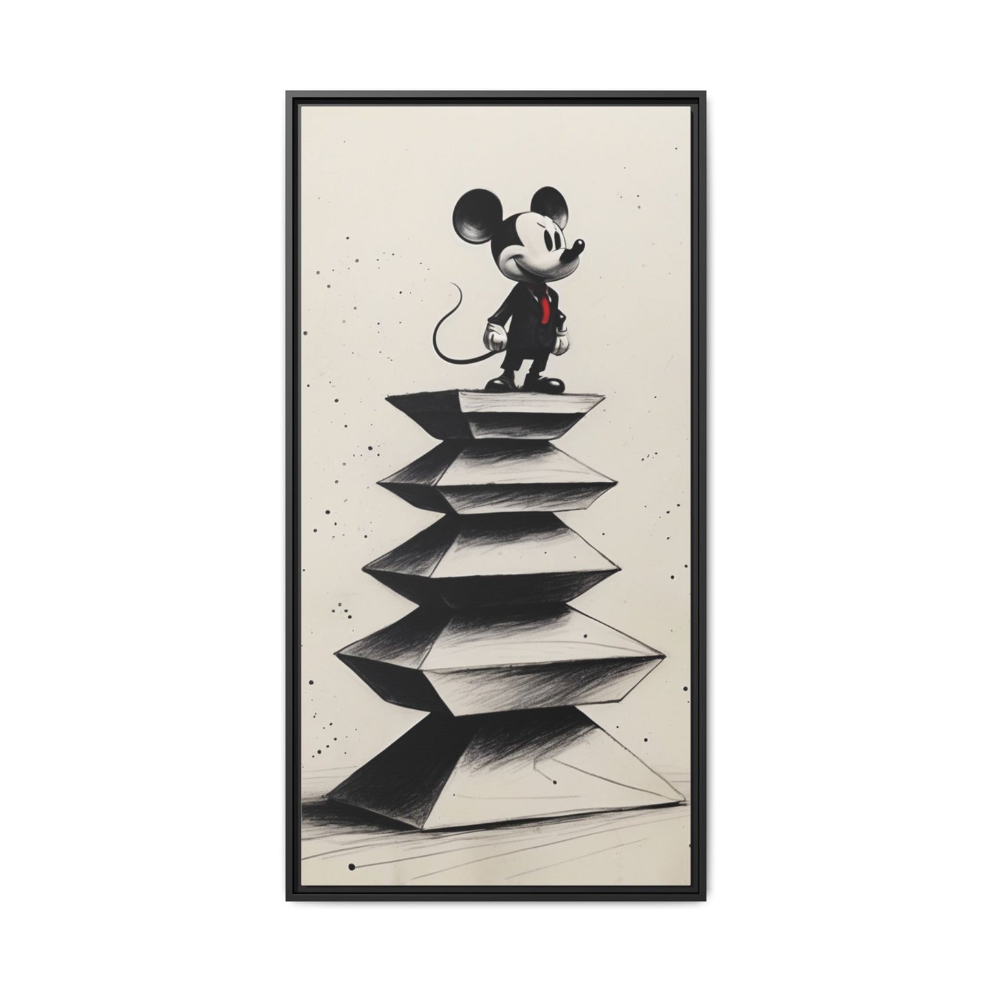 Framed Matte Canvas Art - Playful Retro Mickey Mouse Design