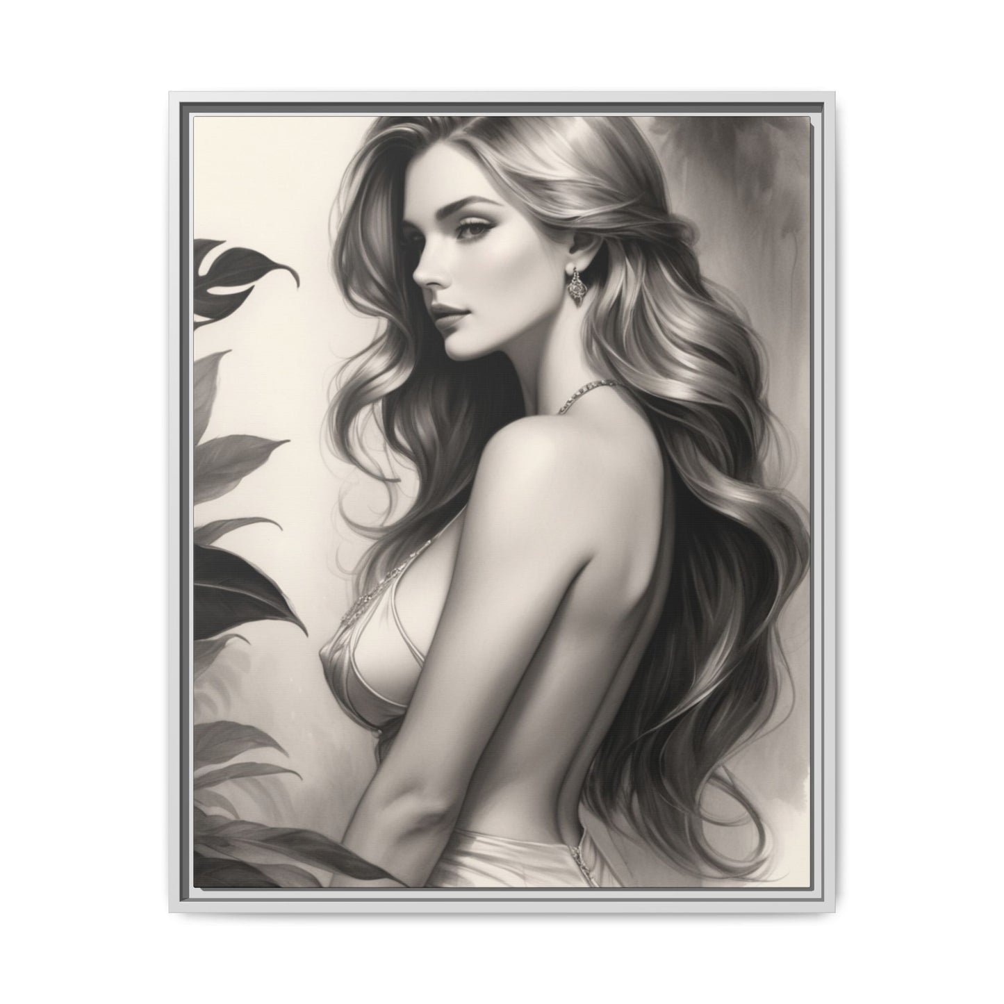 Elegant Matte Framed Art Print - Stylish Woman Portrait