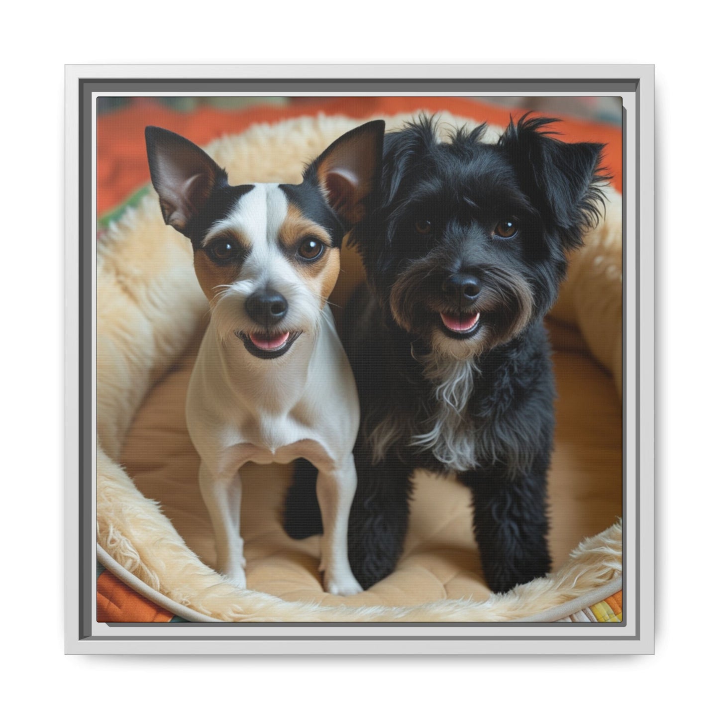 Framed Canvas Print of Cheerful Dogs – Perfect Pet Lover's Gift
