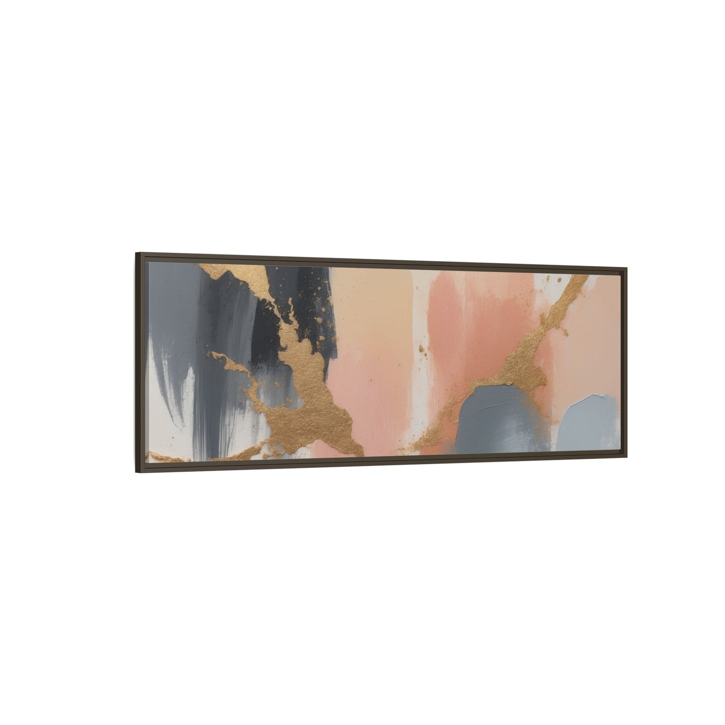 Elegant Abstract Framed Canvas Art with Gold Accents