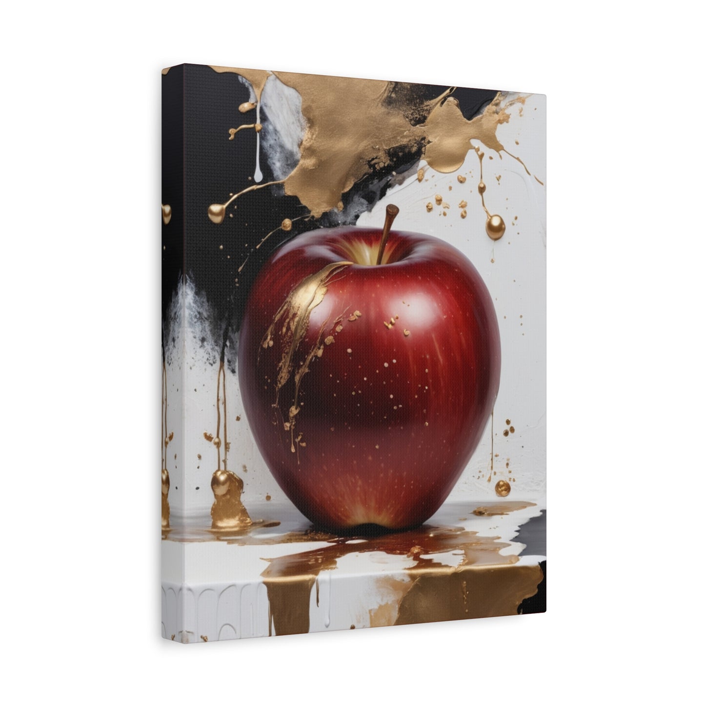 Gold Splashed Red Apple Canvas Art - 1.25" Stretched Wall Decor