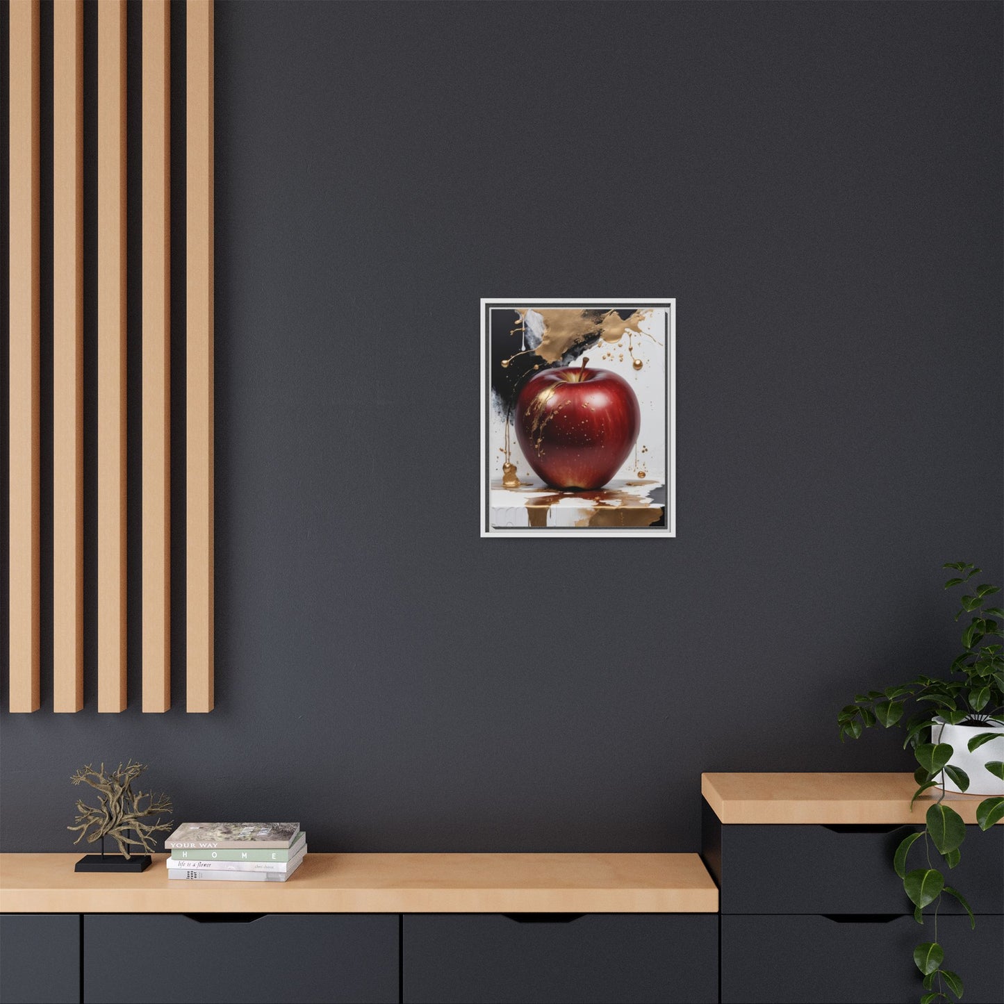 Elegant Apple Art Print - Multi-color Framed Canvas