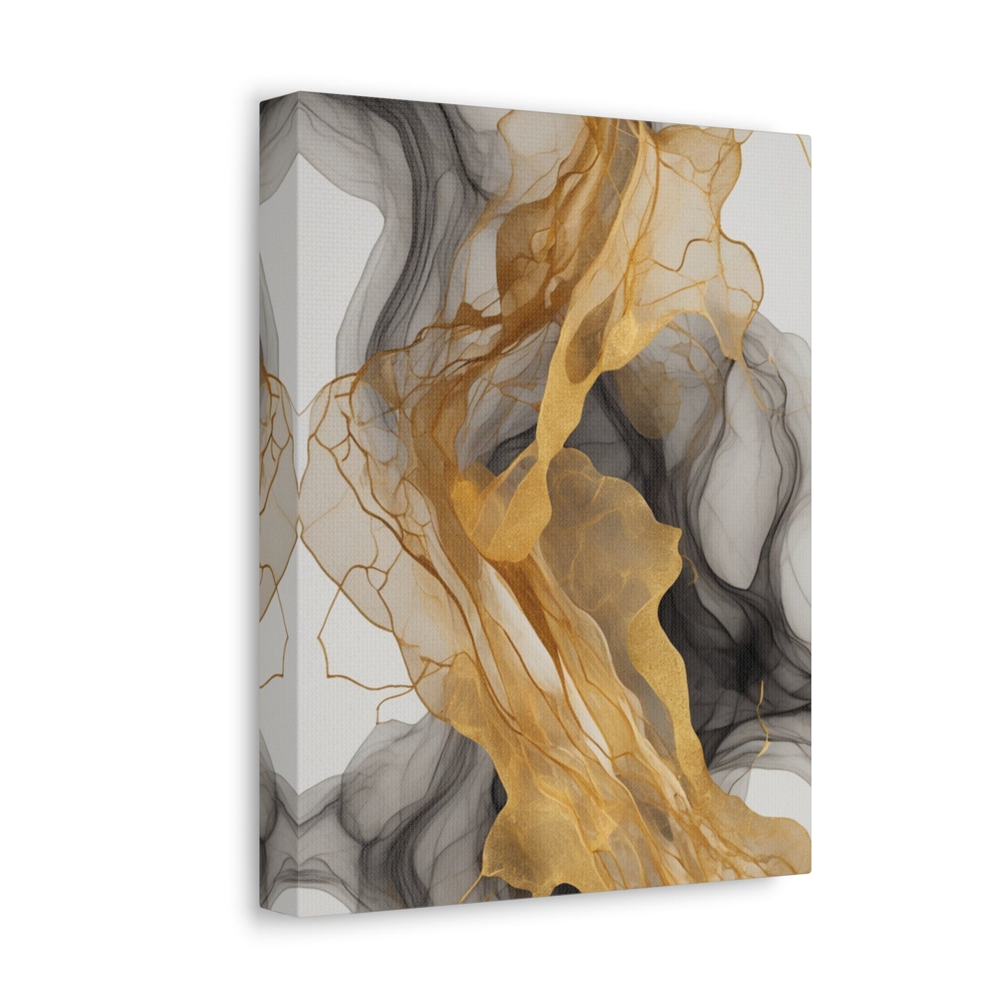 Elegant Abstract Canvas Art - Gold and Black Wall Decor