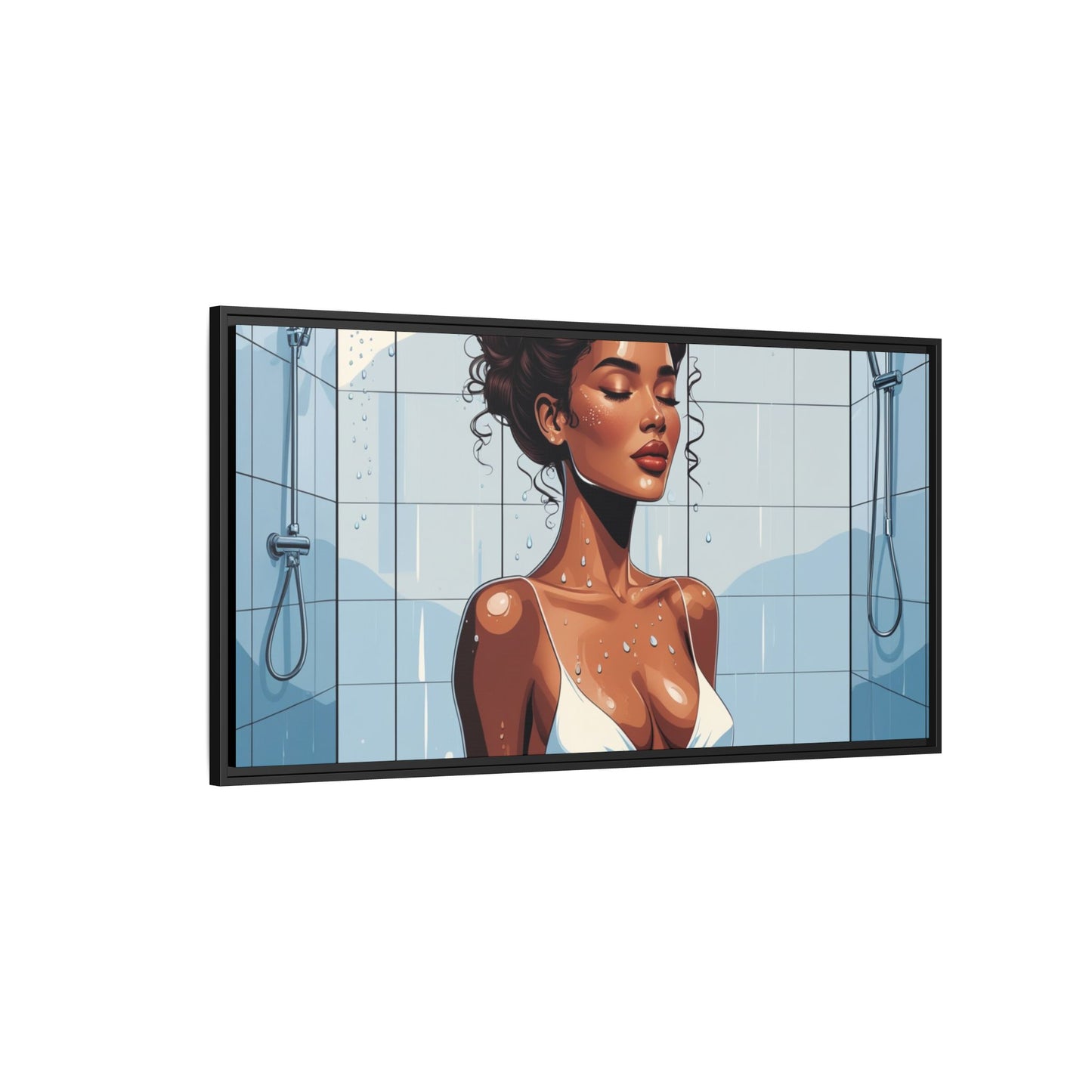 Serene Bathing Woman Canvas Art - Framed Multi-Color Wall Decor