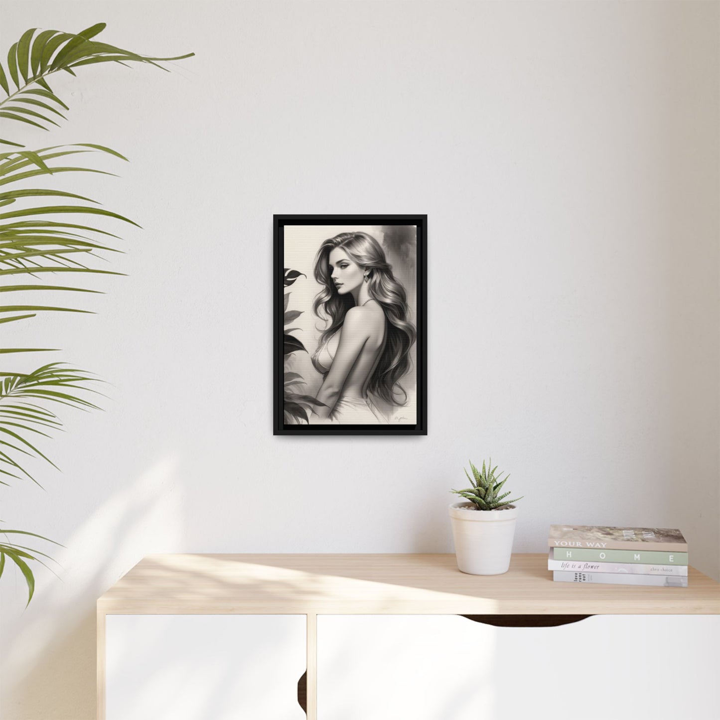 Elegant Matte Framed Art Print - Stylish Woman Portrait