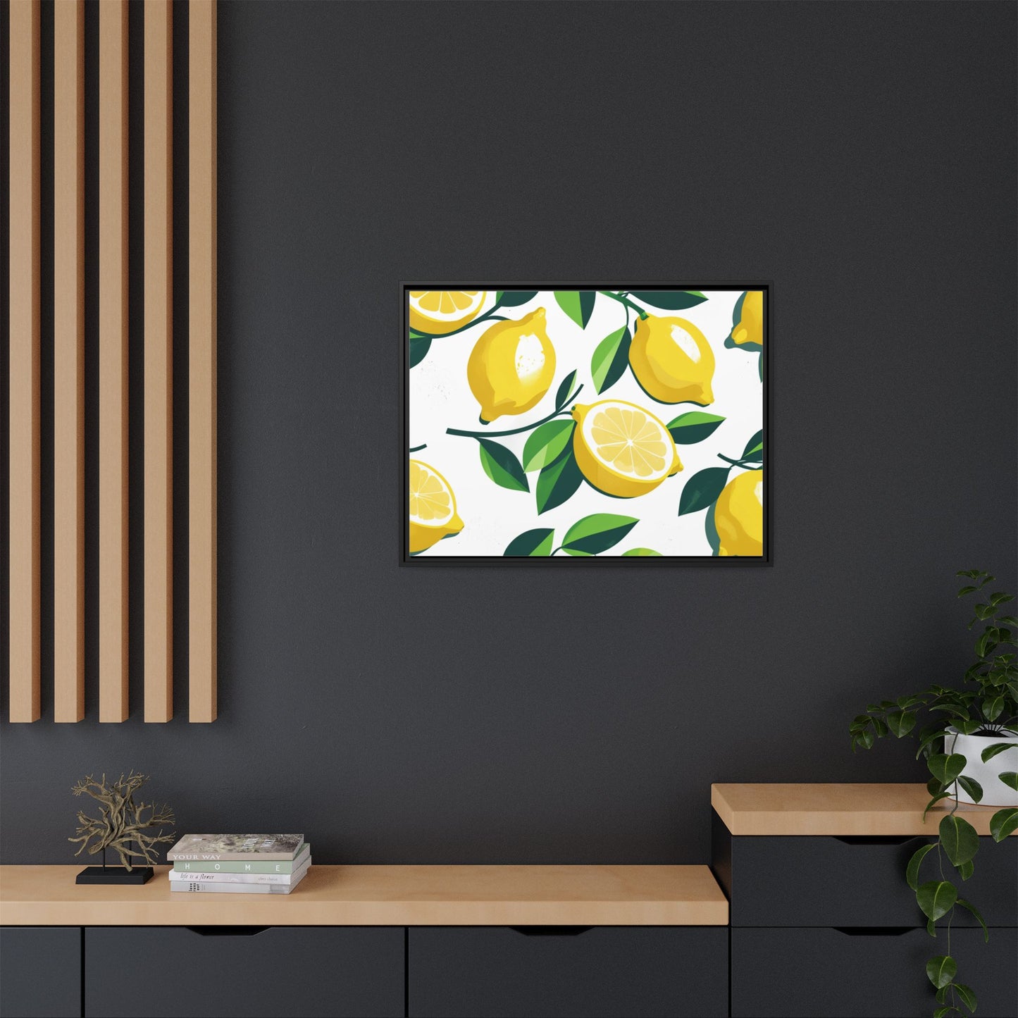 Lemon-Themed Framed Canvas Wall Art - Bright and Fresh Decor
