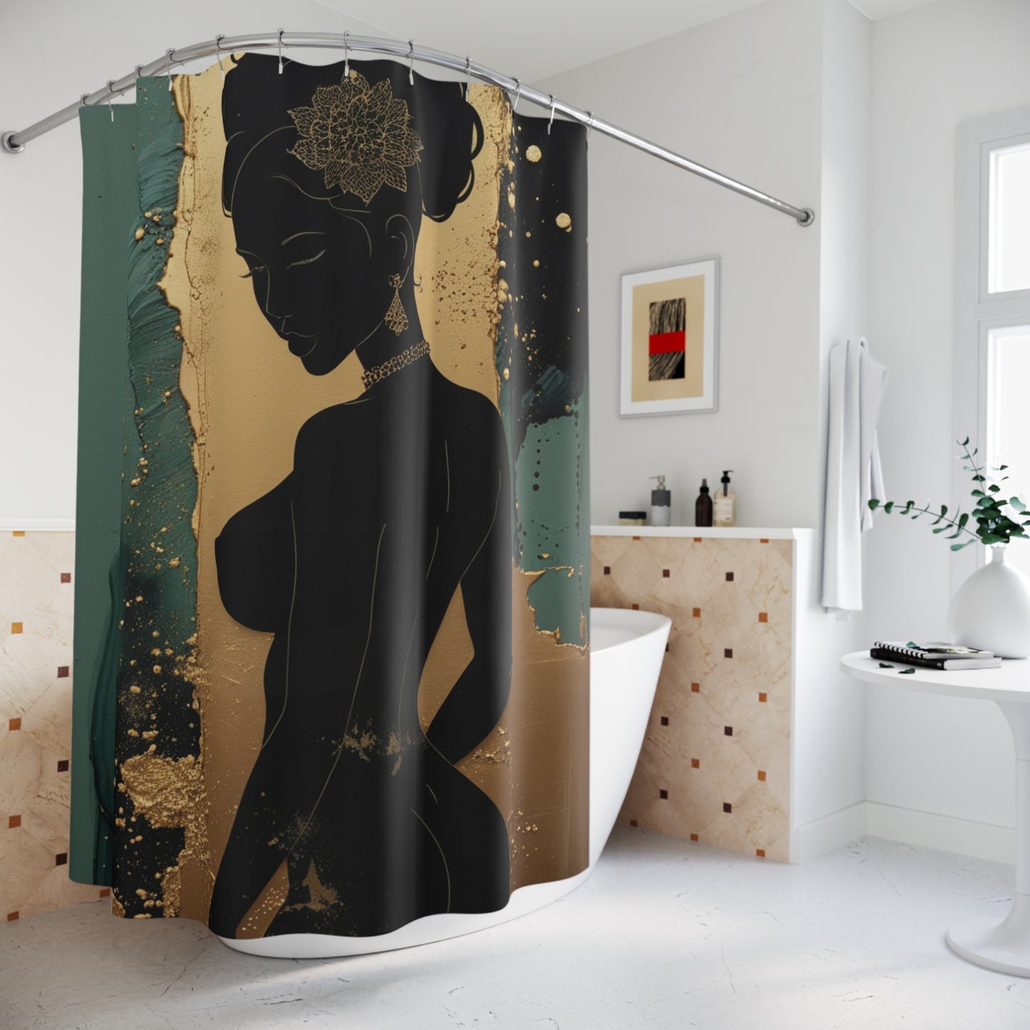 Elegant Silhouette Shower Curtain - Artistic Bathroom Decor