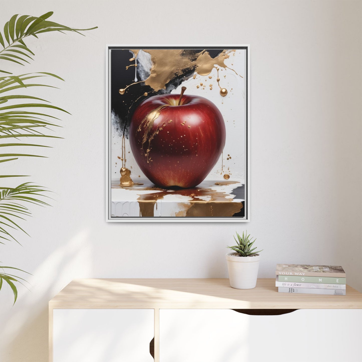 Elegant Apple Art Print - Multi-color Framed Canvas