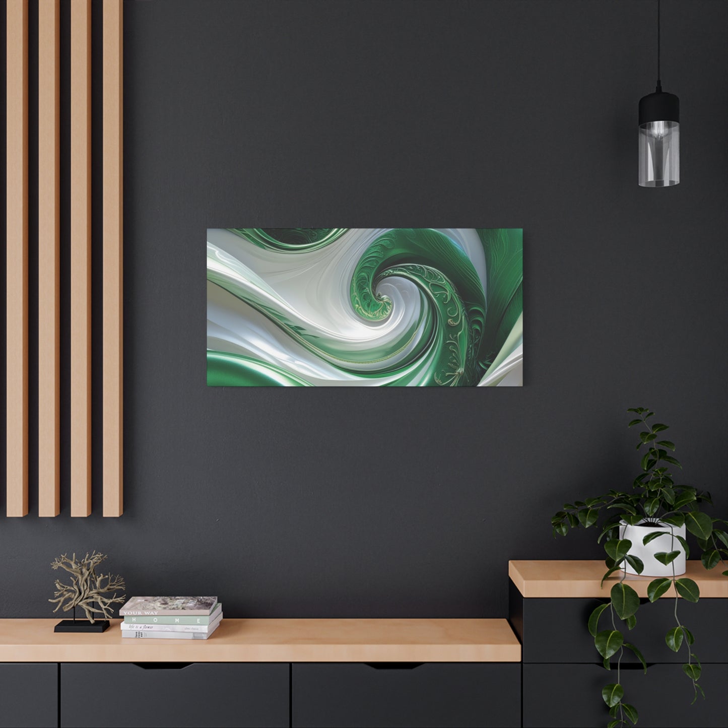 Abstract Green Swirl Canvas Wall Art - Contemporary Home Decor