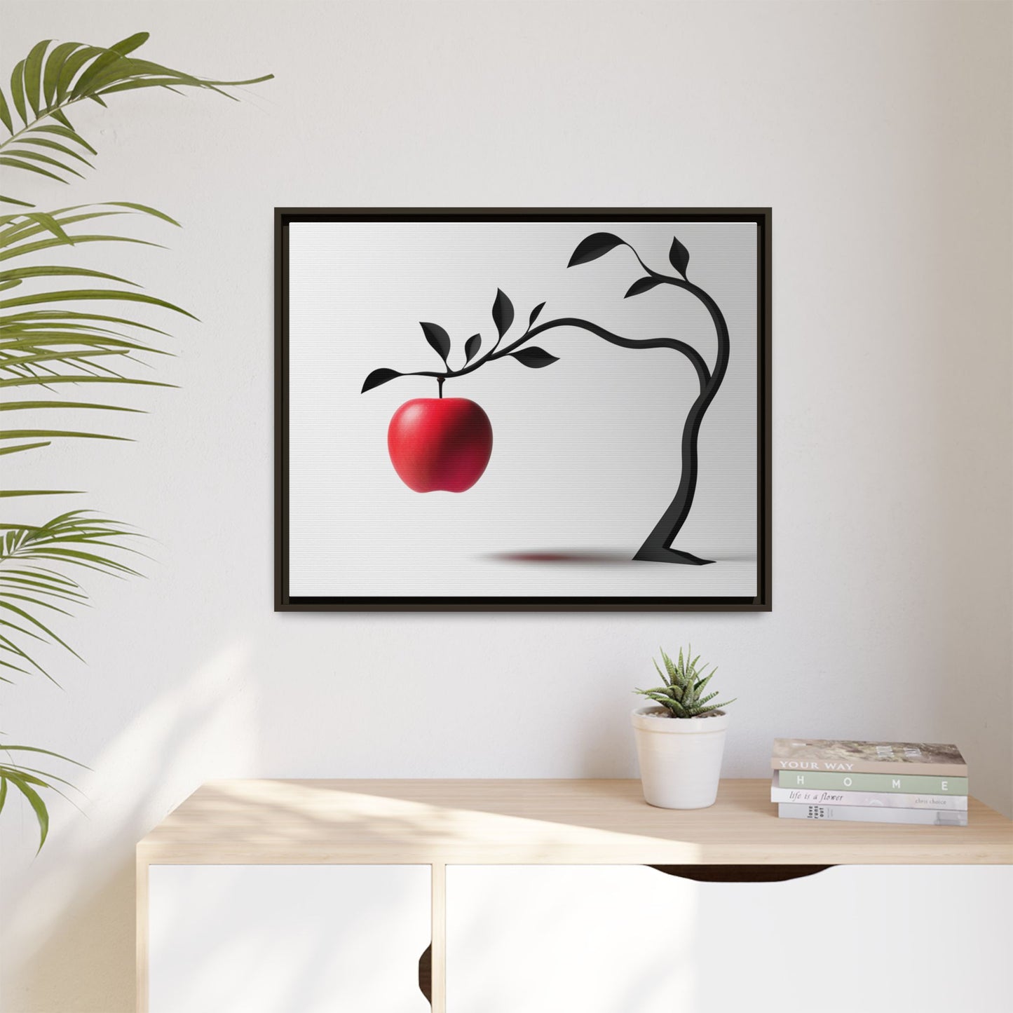 Modern Framed Canvas Art - Red Apple Tree Decor for Home & Office