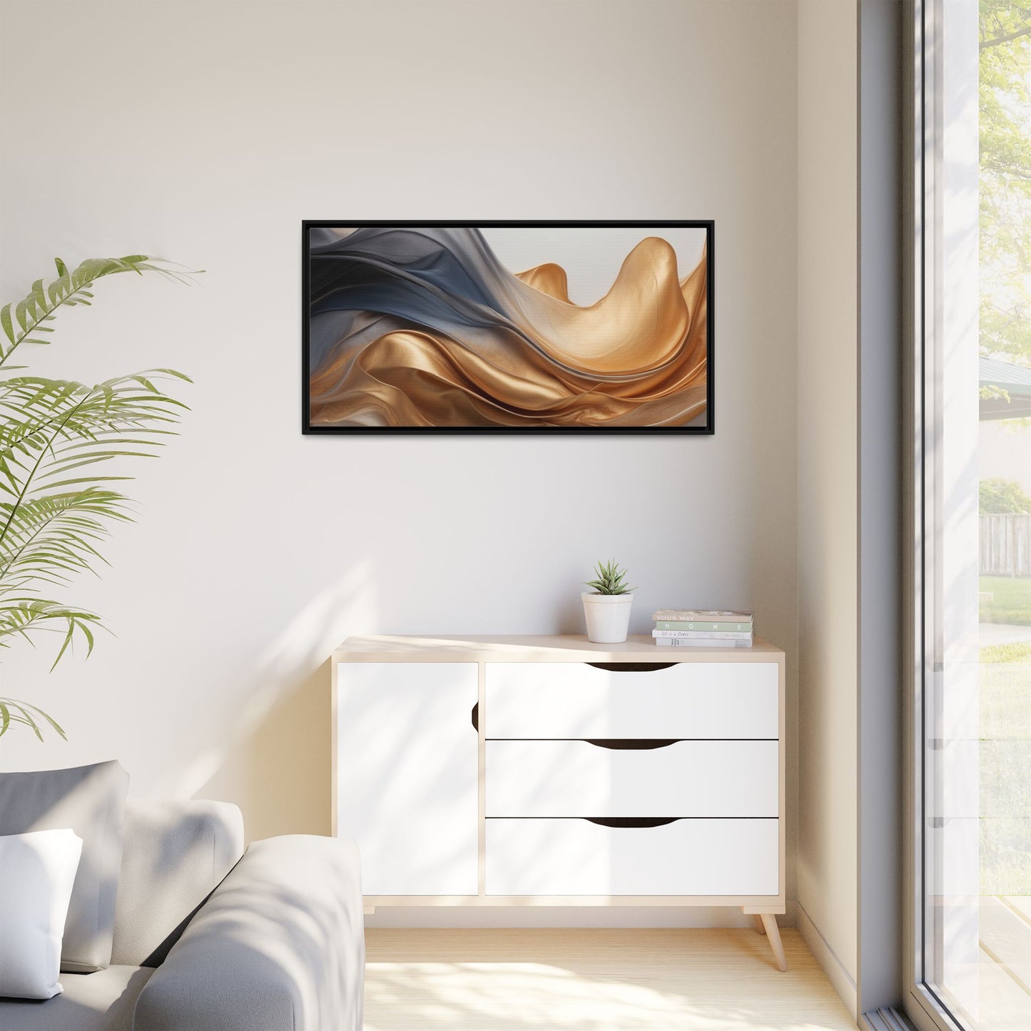 Abstract Matte Canvas Art Print - Framed Multi-color Wall Decor