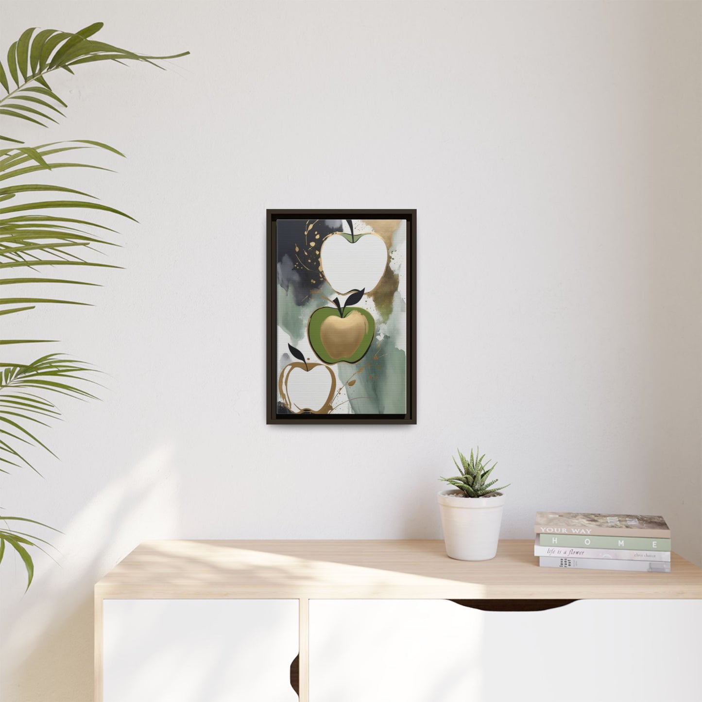 Modern Abstract Apple Canvas Art Print - Colorful Framed Wall Decor