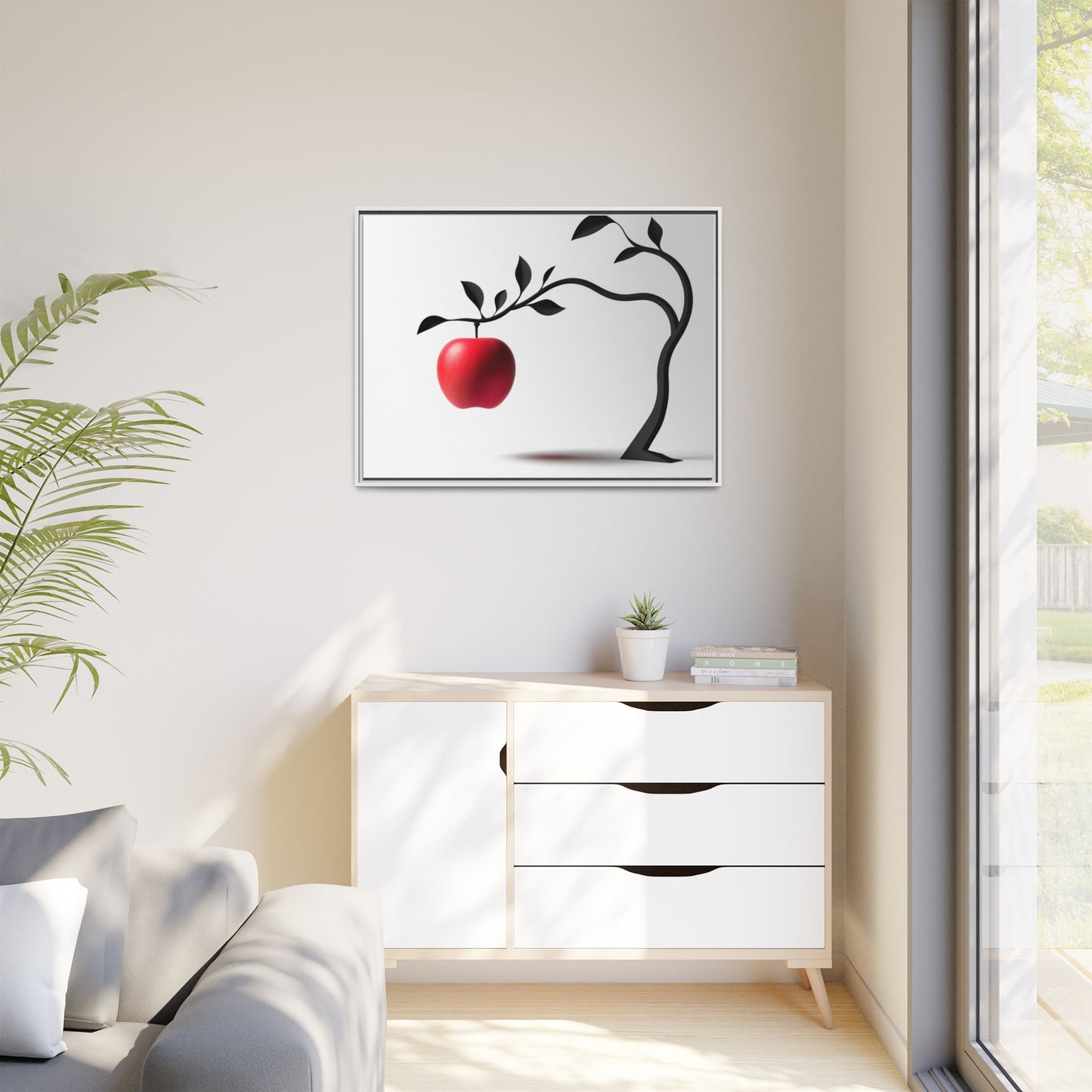 Modern Framed Canvas Art - Red Apple Tree Decor for Home & Office