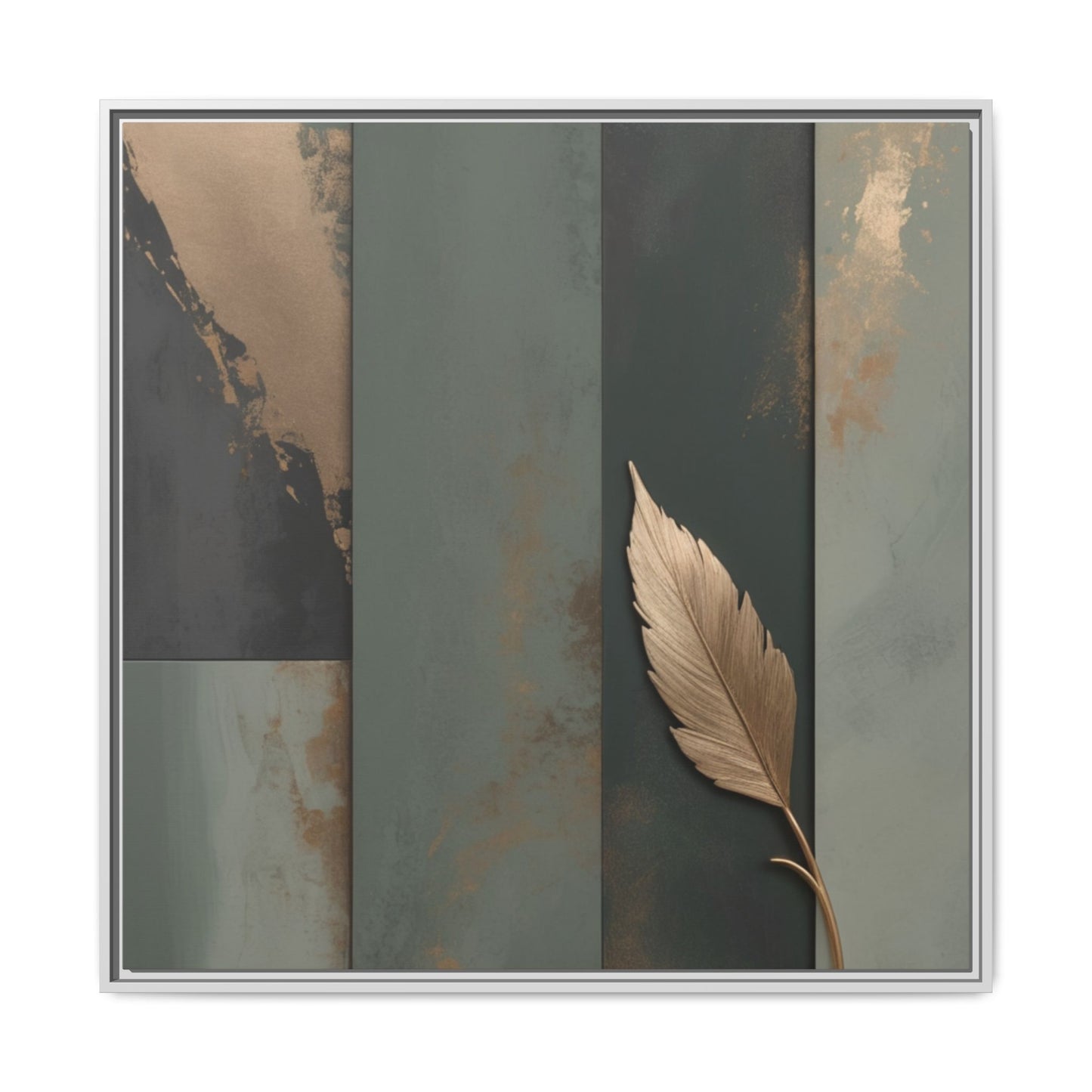 Elegant Framed Matte Canvas Wall Art - Multi-Color Leaf Design