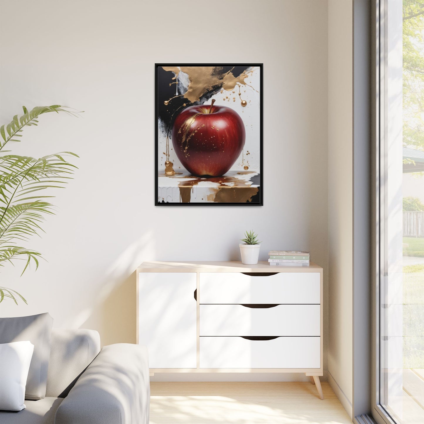 Elegant Apple Art Print - Multi-color Framed Canvas