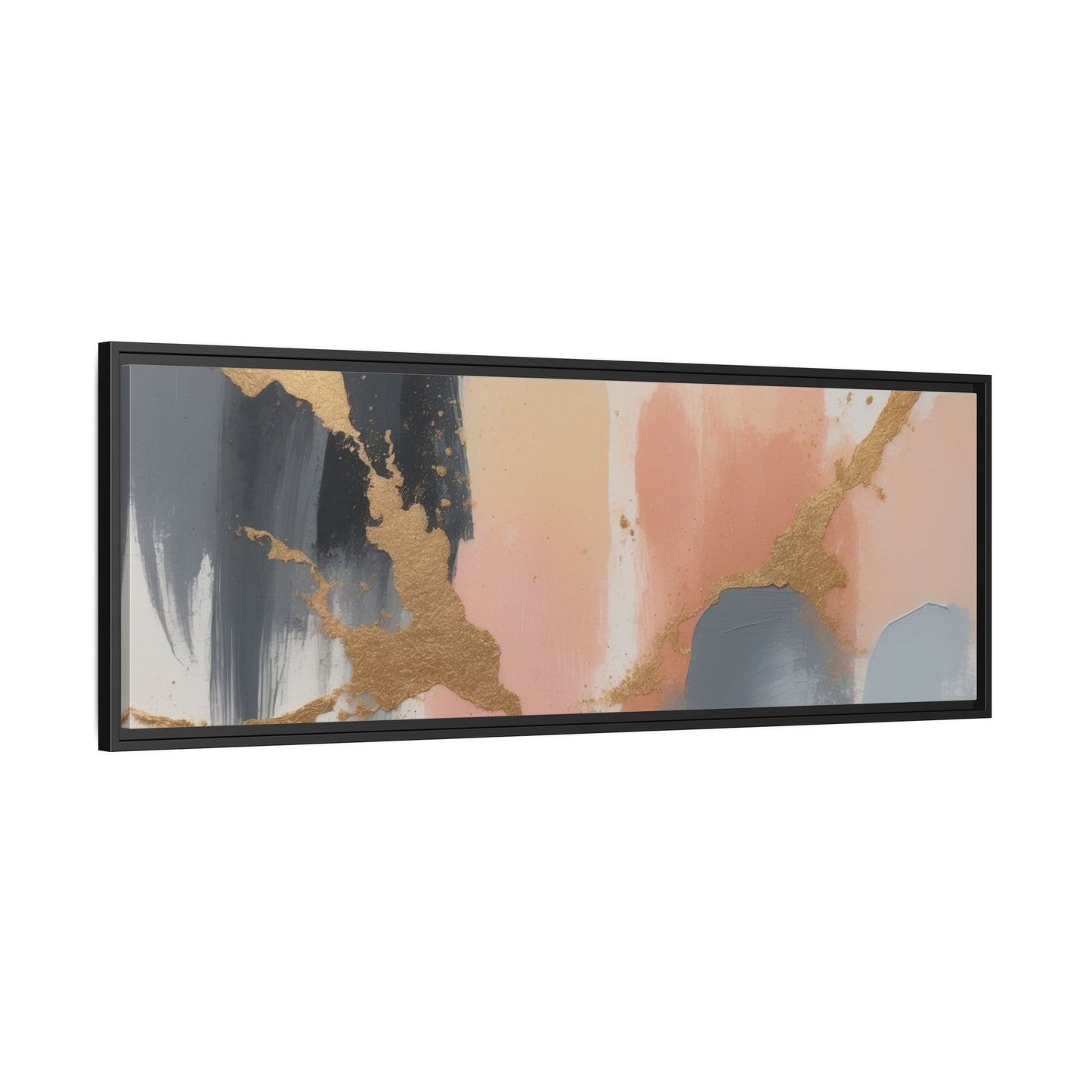 Elegant Abstract Framed Canvas Art with Gold Accents