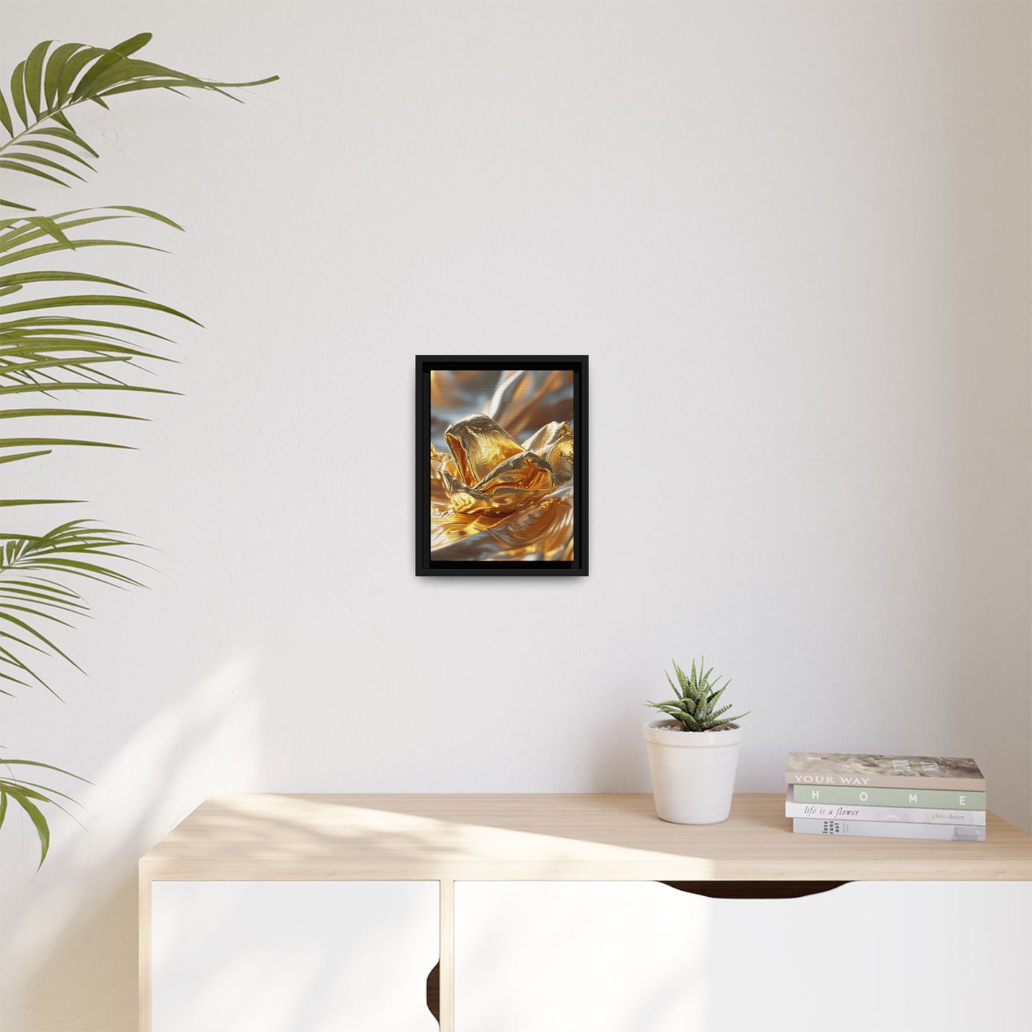 Gold Foil Rose Canvas Art - Elegant Home Decor